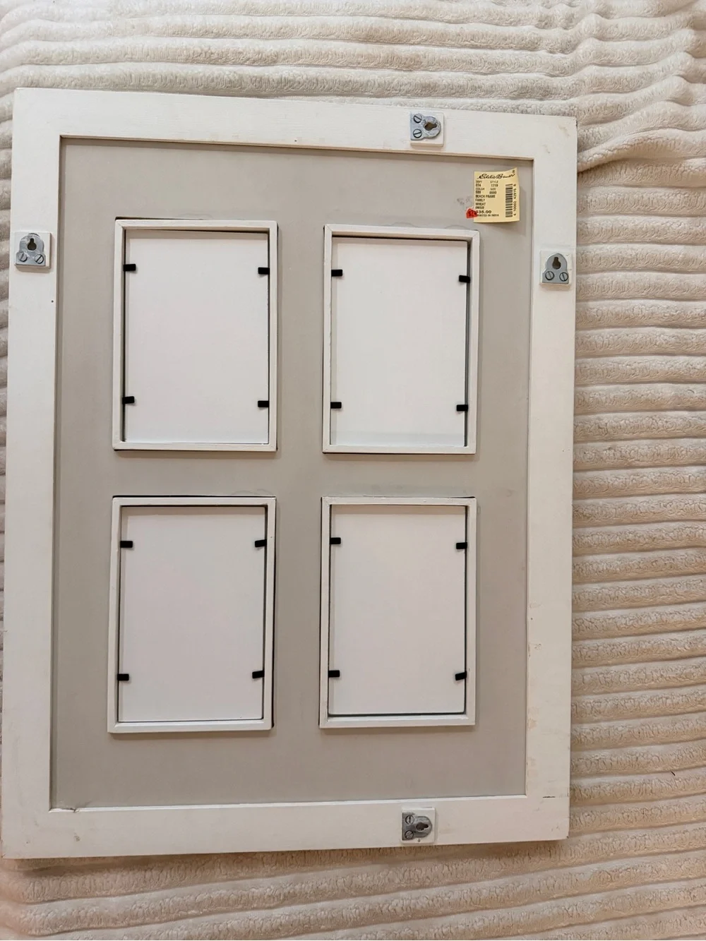 Eddie Bauer Four-Opening Wood Photo Frame in White and Cream